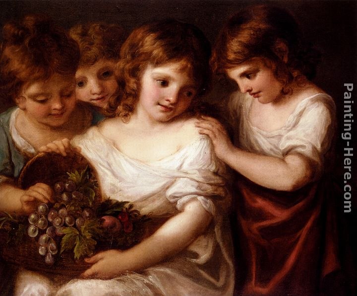 Angelica Kauffmann Four Children With A Basket Of Fruit